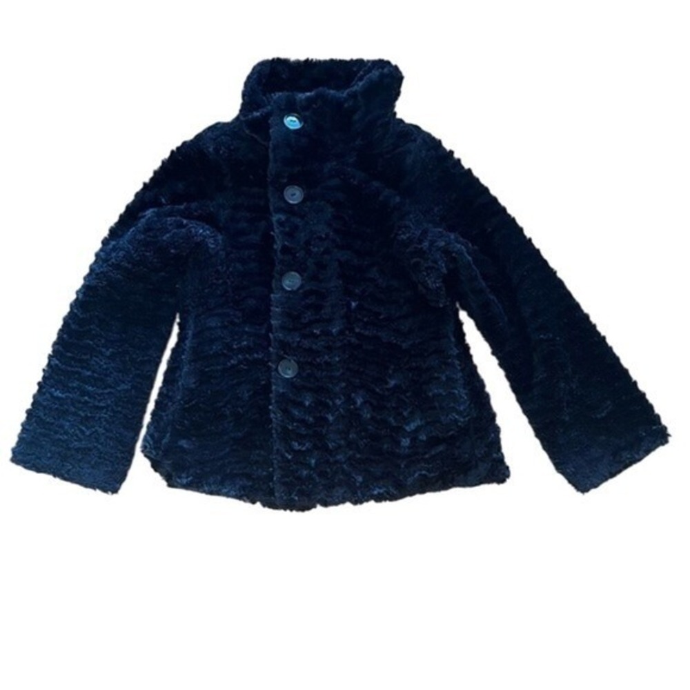 Patagonia Girls Large 12 Black Fuzzy High Pile Fleece Pelage Jacket Coat 65591